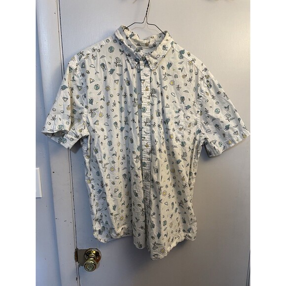 Sonoma Shirt, Men's Size XL, White, Sun Tree Flower, Button Up, Short Sleeve - Picture 1 of 5
